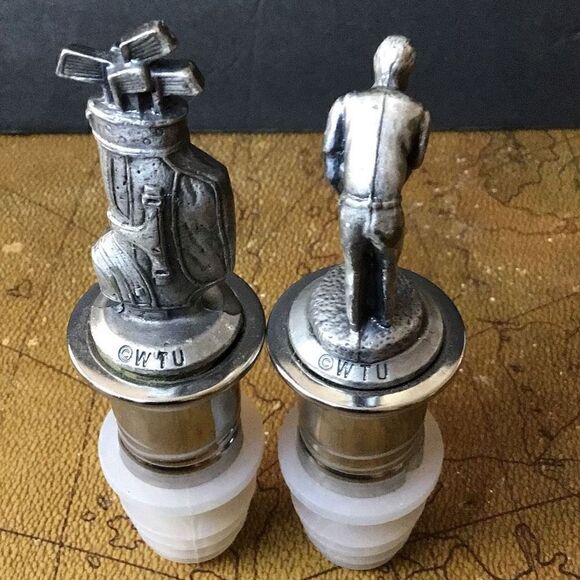 Wine, stoppers, vintage, Sepatu pewter golf wine, stoppers - Picture 3 of 3